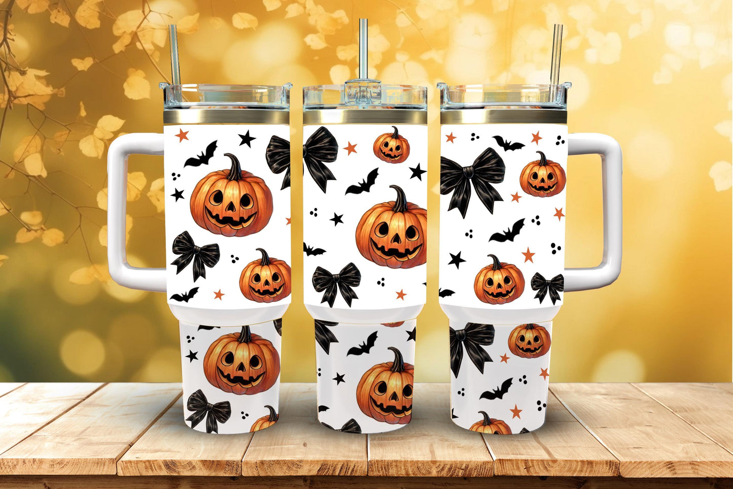 Pumpkin & Ribbon 40oz Tumbler, Fall tumbler, Halloween tumbler