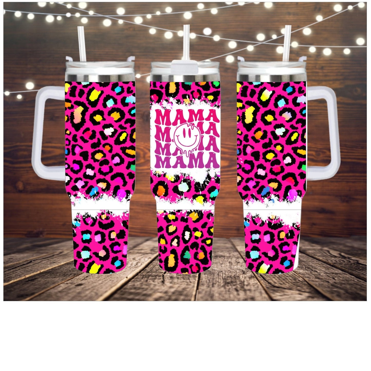 Mama Cheetah 40oz Tumbler with handle