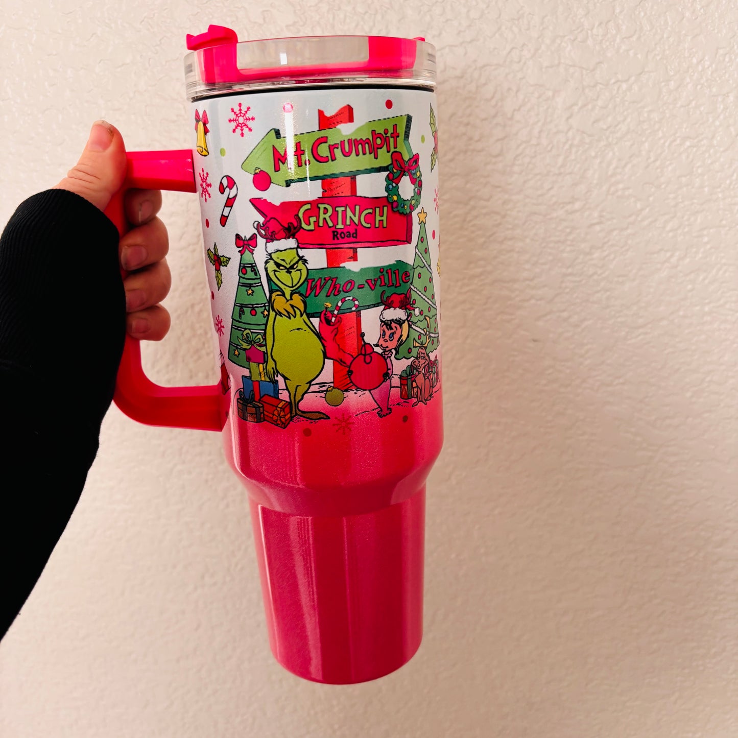 Merry Grinchmas pink 40oz Tumbler