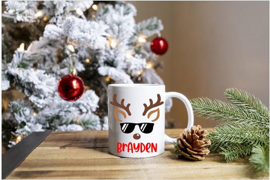 Reindeer Hot Chocolate Boy, Christmas Mug, 11oz Mug, Hot Choclate