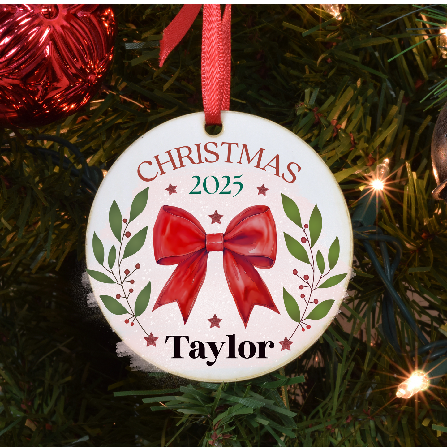 Bow Christmas Custom Ornament