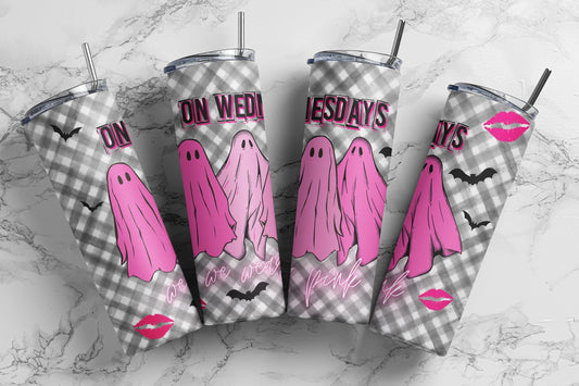 On Wednesday We Wear Pink Ghost, 20 Oz Tumbler, Halloween Tumbler