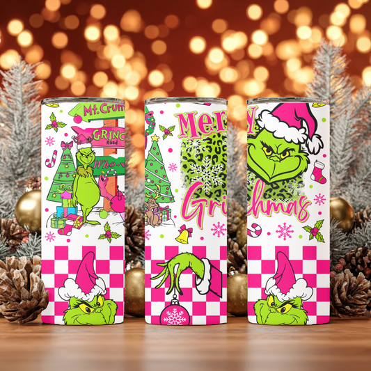 20oz Pink Grinch Tumbler